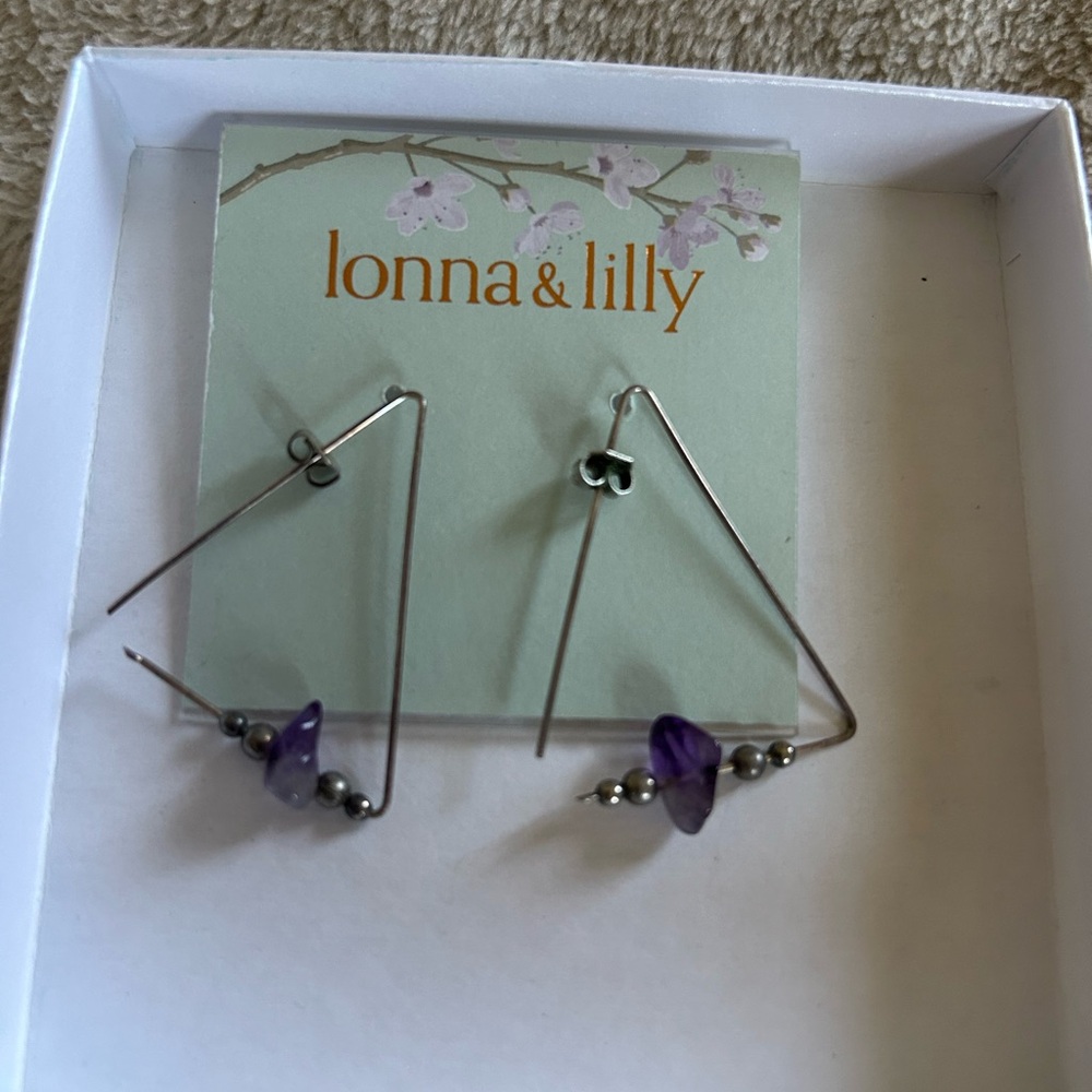 Lonna & Lilly Silver and Purple Geometric Earrings